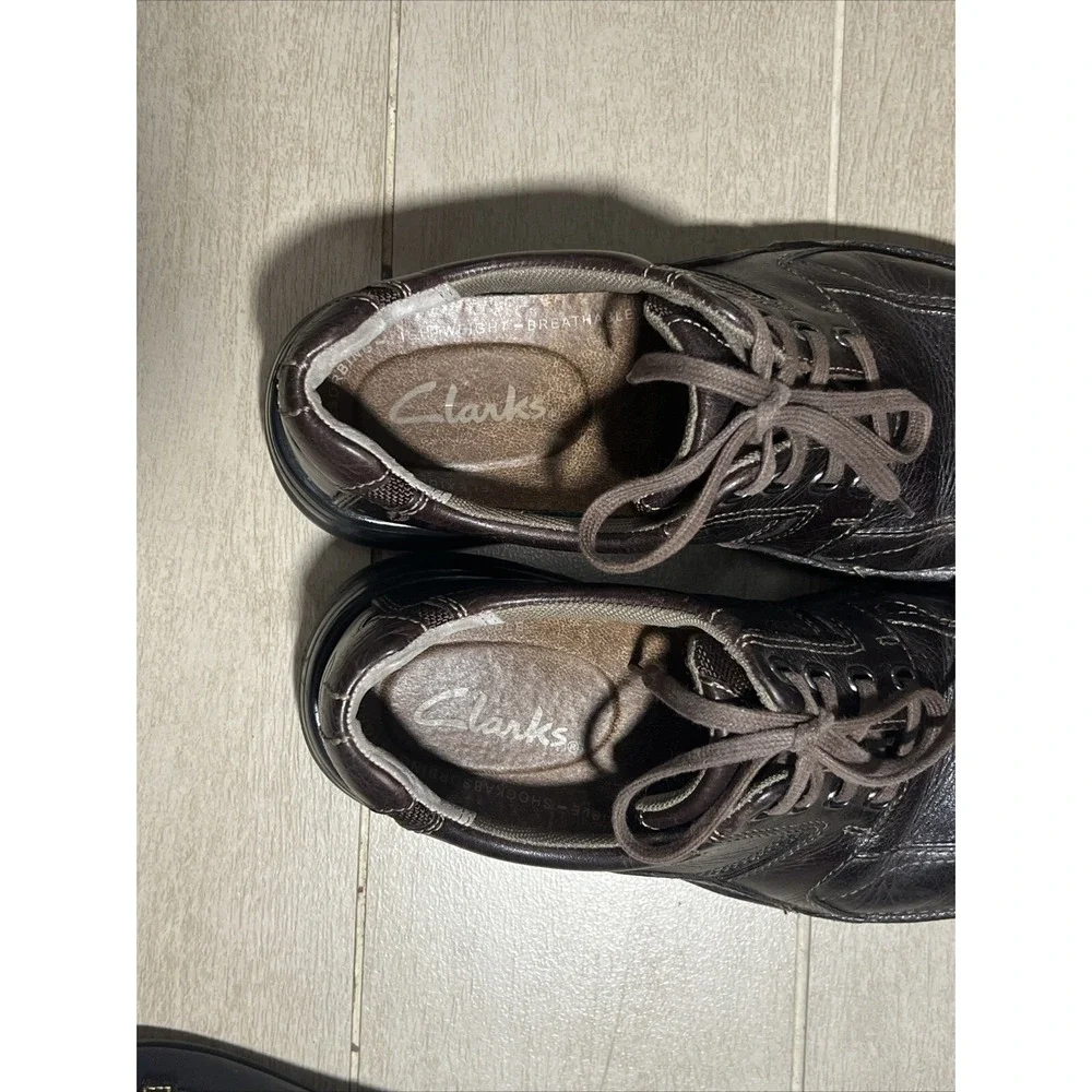Clarks Mens‎ Brown Leather Lace Up Oxford Shoes Comfort Casual Dress Shoes